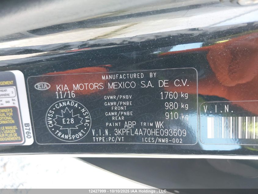 2017 Kia Forte Ex/Ex Luxury/Ex+/Lx/Lx+ VIN: 3KPFL4A70HE093609 Lot: 12427999