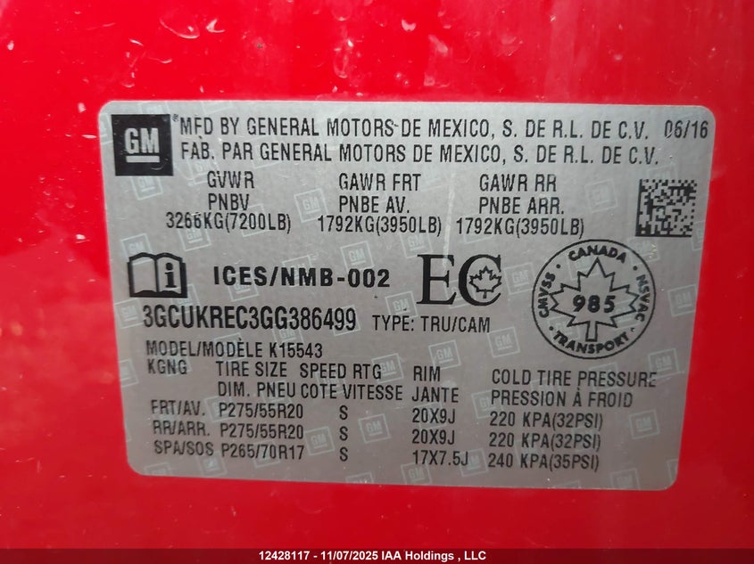3GCUKREC3GG386499 2016 CHEVROLET SILVERADO photo no. 9