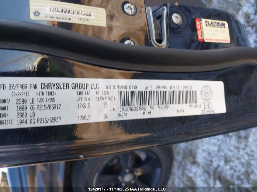 2014 Jeep Patriot VIN: 1C4NJRAB6ED649468 Lot: 12428177