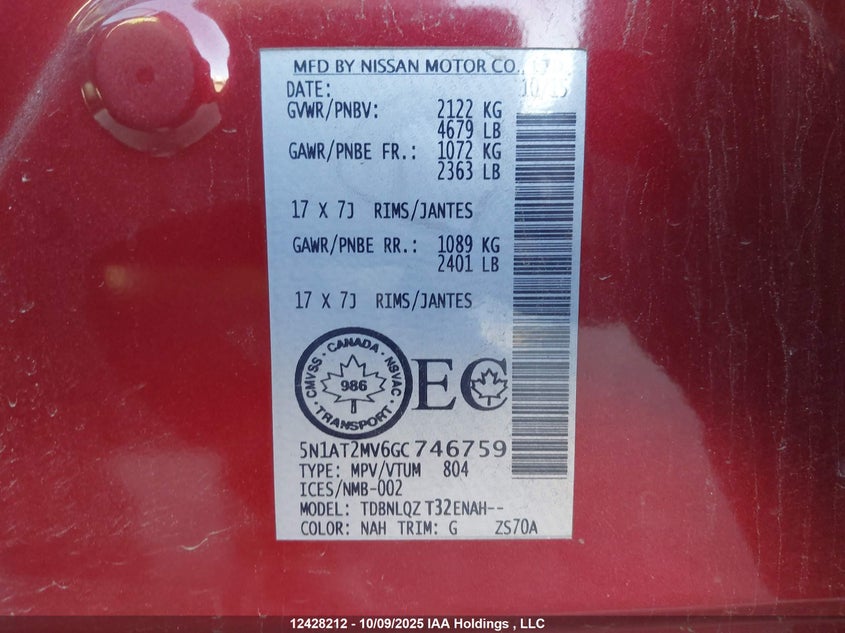 5N1AT2MV6GC746759 2016 NISSAN ROGUE photo no. 9