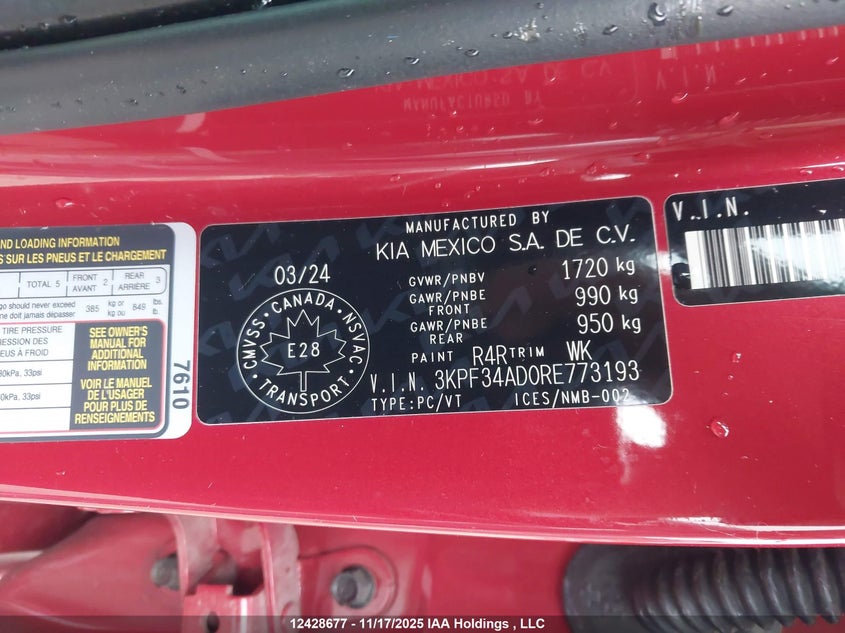 3KPF34AD0RE773193 2024 KIA FORTE photo no. 9