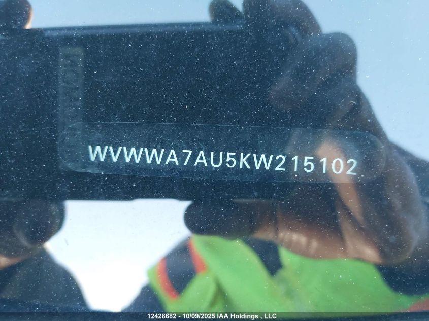 2019 Volkswagen Golf R 2.0 Tsi VIN: WVWWA7AU5KW215102 Lot: 12428682