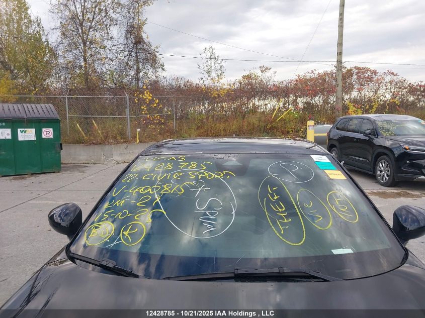 2022 Honda Civic Sport Touring VIN: 19XFL1H85NE400815 Lot: 12428785