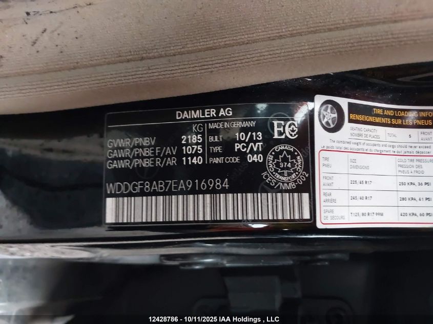 2014 Mercedes-Benz C 300 4Matic VIN: WDDGF8AB7EA916984 Lot: 12428786