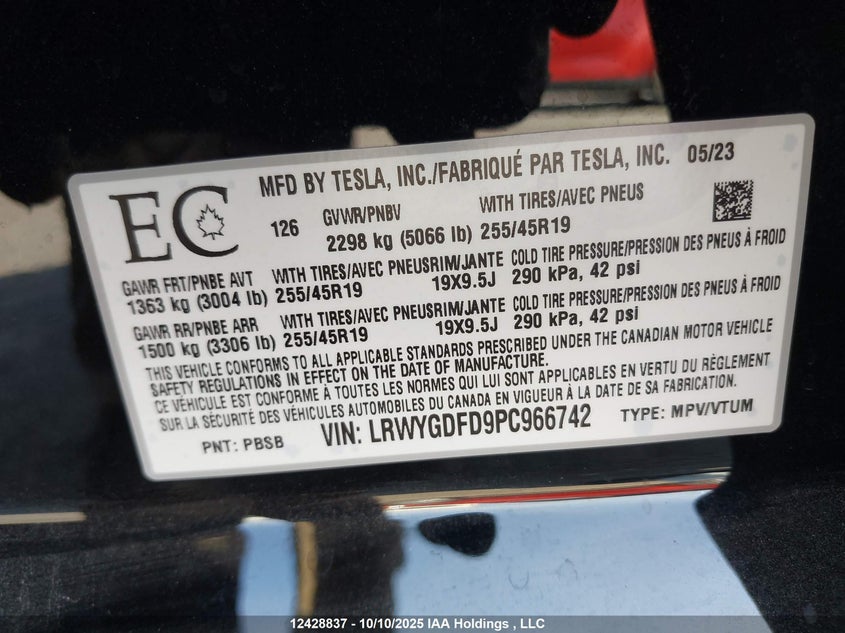 LRWYGDFD9PC966742 2023 TESLA MODEL Y photo no. 9