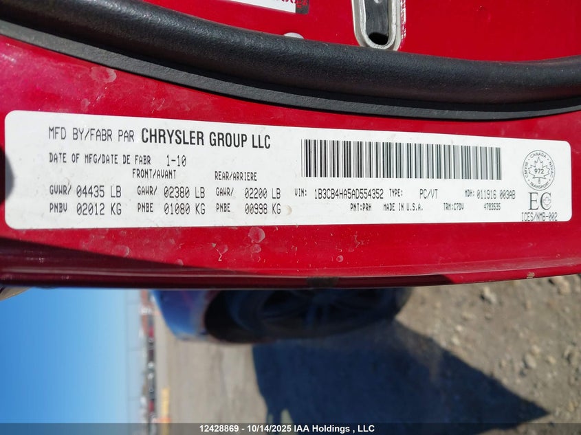 1B3CB4HA5AD554352 2010 DODGE CALIBER photo no. 9