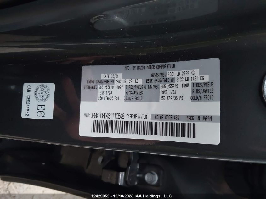 2025 Mazda Cx-70 Gs-L VIN: JM3KJCHD4S1110648 Lot: 12429052