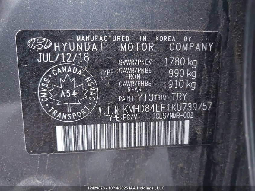 KMHD84LF1KU739757 2019 HYUNDAI ELANTRA photo no. 9