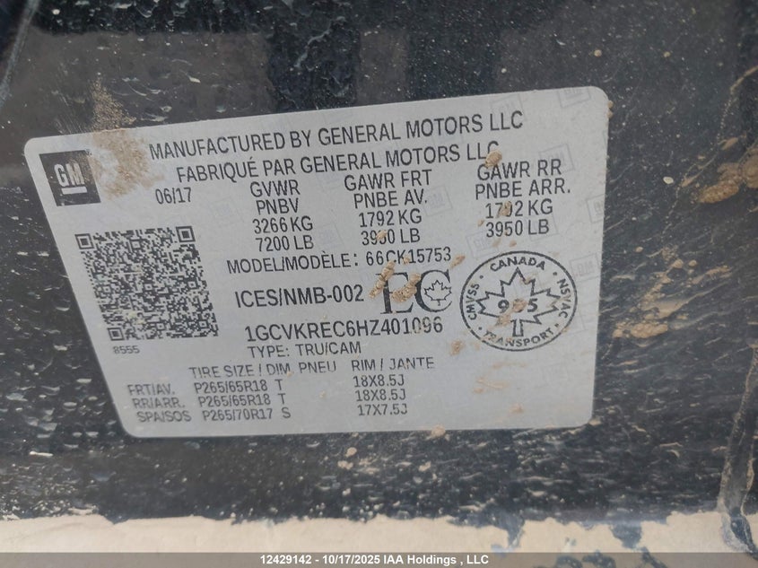 1GCVKREC6HZ401096 2017 CHEVROLET SILVERADO photo no. 9