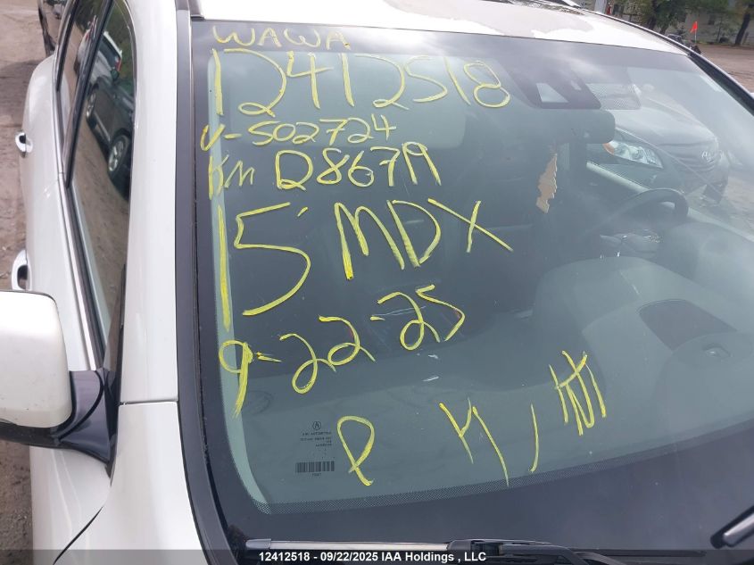 2015 Acura Mdx Navigation Package VIN: 5FRYD4H4XFB502724 Lot: 12412518X