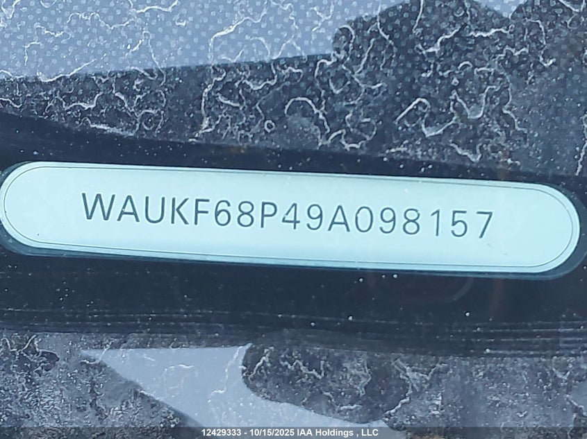 2009 Audi A3 2.0T Quattro VIN: WAUKF68P49A098157 Lot: 12429333