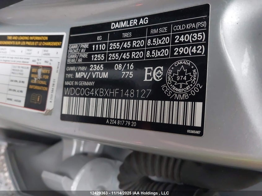 WDC0G4KBXHF148127 2017 MERCEDES-BENZ GLC photo no. 9
