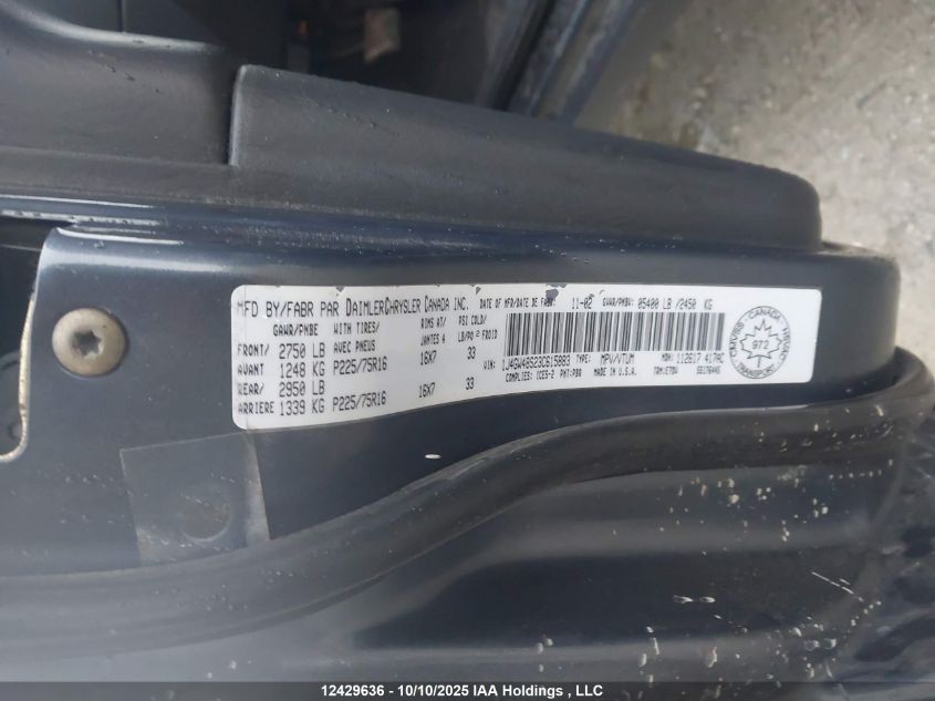 2003 Jeep Grand Cherokee Laredo VIN: 1J4GW4HS23C615883 Lot: 12429636