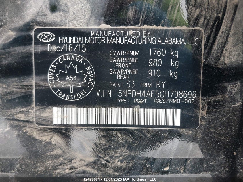 5NPDH4AE5GH798696 2016 HYUNDAI ELANTRA photo no. 9