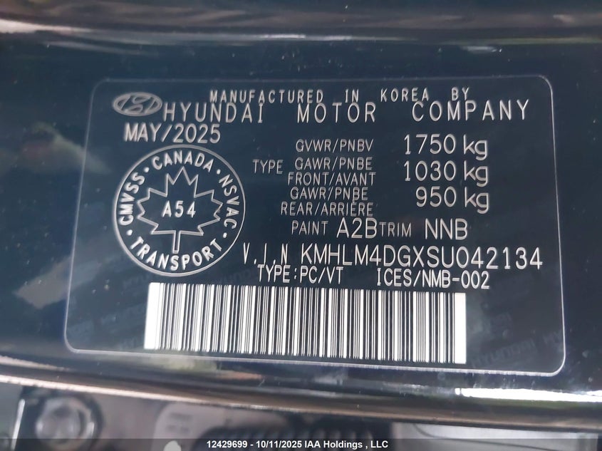KMHLM4DGXSU042134 2025 HYUNDAI ELANTRA photo no. 9
