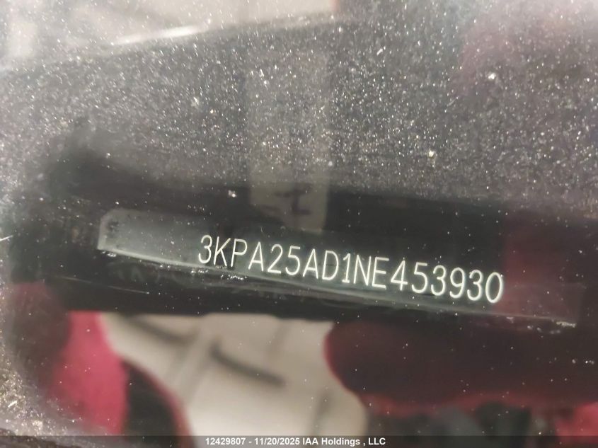 2022 Kia Rio S VIN: 3KPA25AD1NE453930 Lot: 12429807