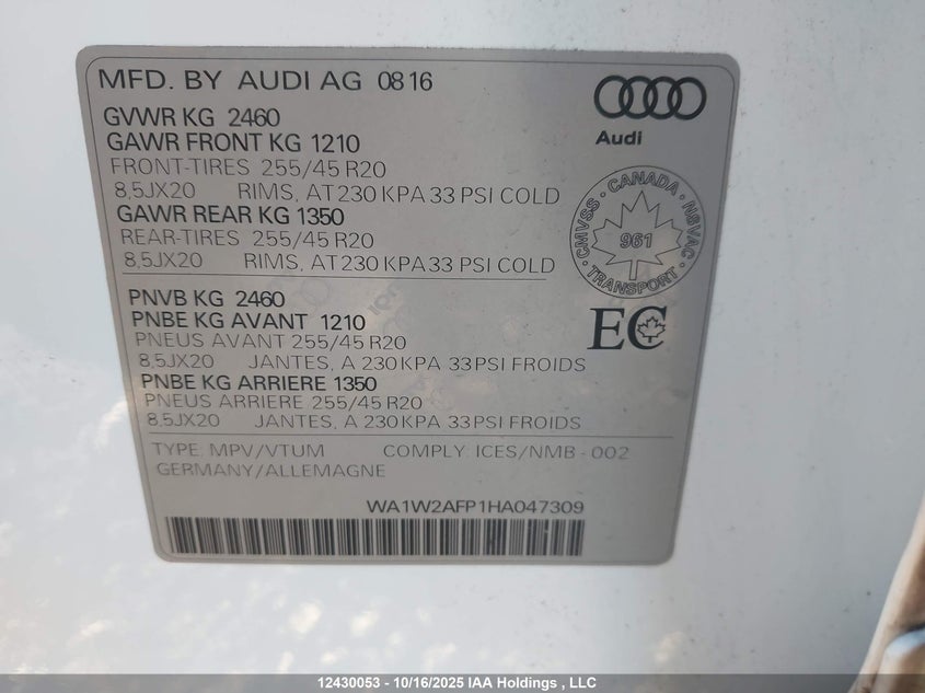 WA1W2AFP1HA047309 2017 AUDI Q5 photo no. 9