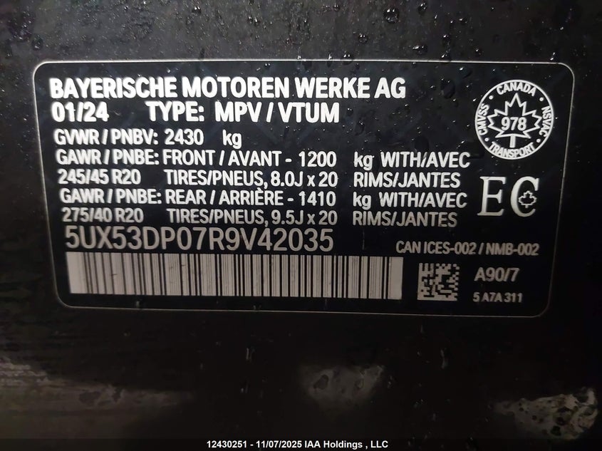 5UX53DP07R9V42035 2024 BMW X3 photo no. 9
