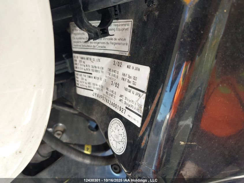 2002 Yamaha Xv16 Atn VIN: JYAVP07NX2A001927 Lot: 12430301