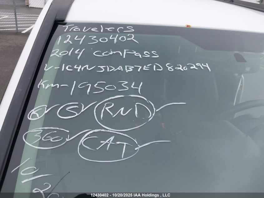 2014 Jeep Compass Sport VIN: 1C4NJDAB7ED820294 Lot: 12430402
