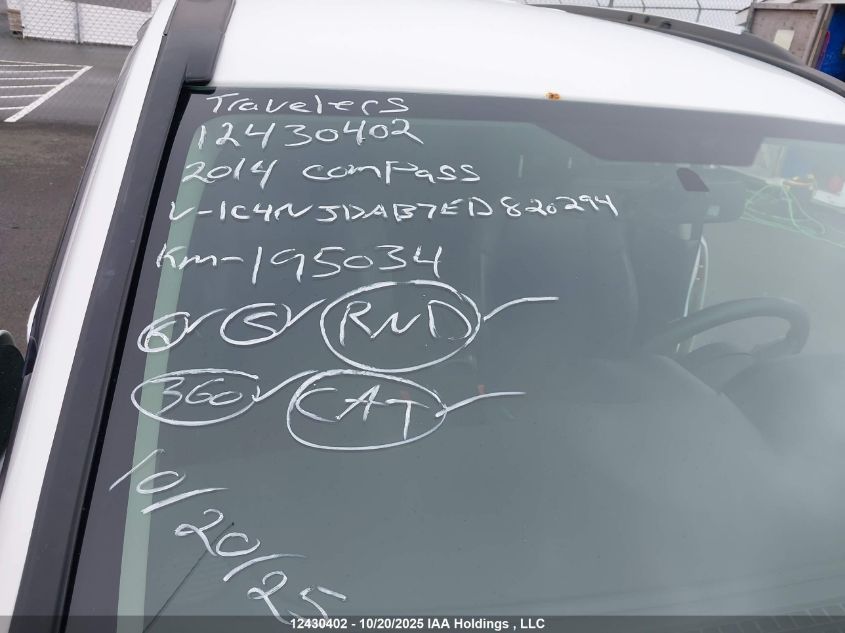 2014 Jeep Compass Sport VIN: 1C4NJDAB7ED820294 Lot: 12430402