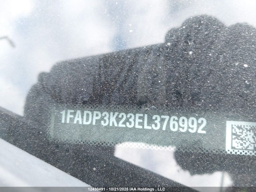 2014 Ford Focus Se VIN: 1FADP3K23EL376992 Lot: 12430491