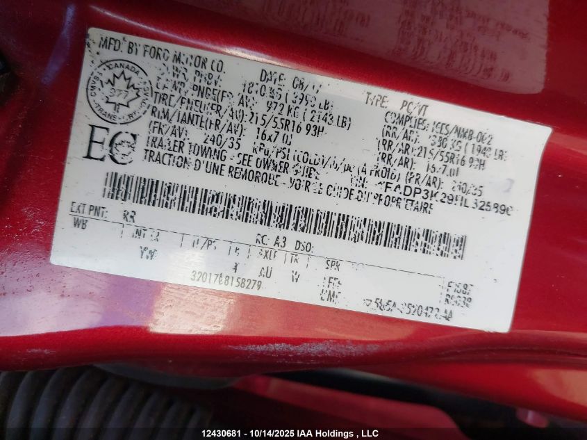 2017 Ford Focus Se VIN: 1FADP3K29HL325890 Lot: 12430681