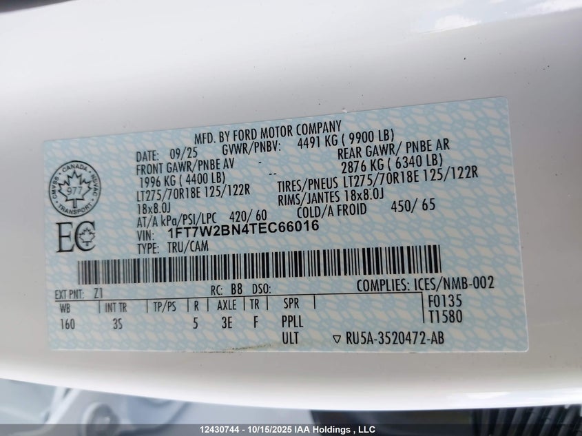 1FT7W2BN4TEC66016 2026 FORD F250 photo no. 18