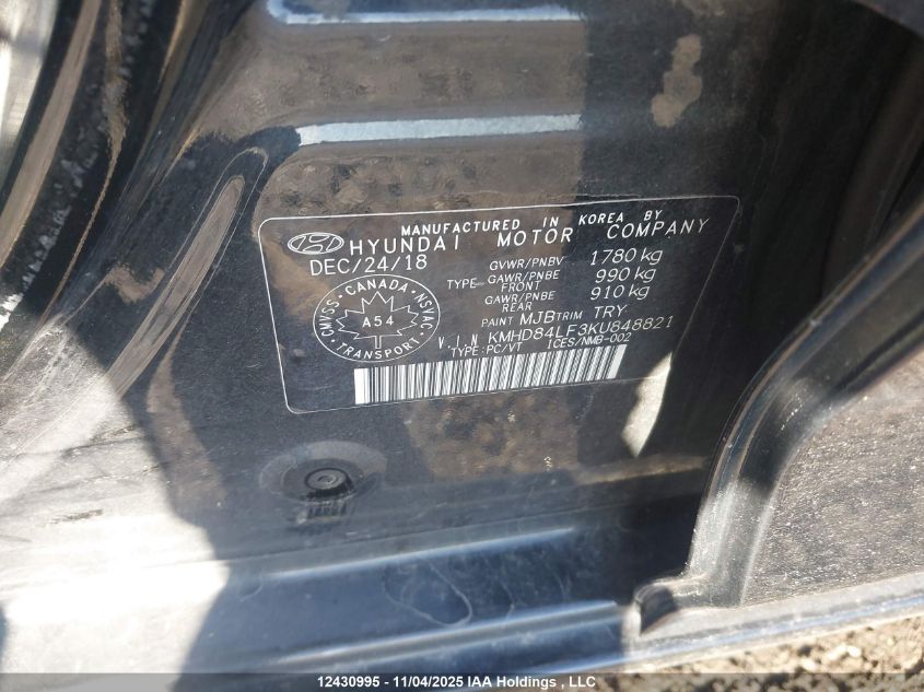 2019 Hyundai Elantra Preferred VIN: KMHD84LF3KU848821 Lot: 12430995