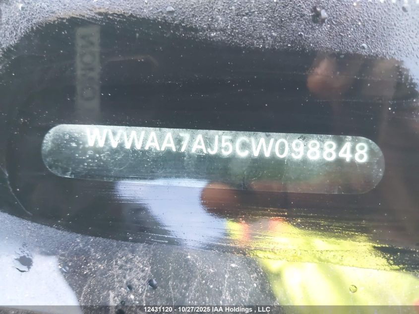 2012 Volkswagen Golf VIN: WVWAA7AJ5CW096848 Lot: 12431120