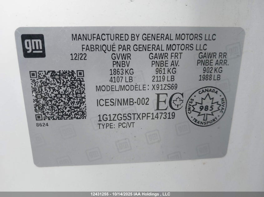 1G1ZG5STXPF147319 2023 CHEVROLET MALIBU photo no. 9