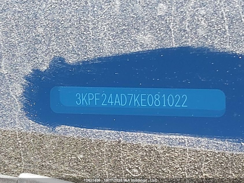 2019 Kia Forte Fe/Lx/Lxs VIN: 3KPF24AD7KE081022 Lot: 12431456