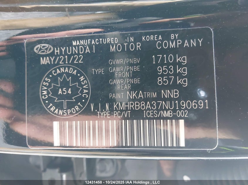 KMHRB8A37NU190691 2022 HYUNDAI VENUE photo no. 19
