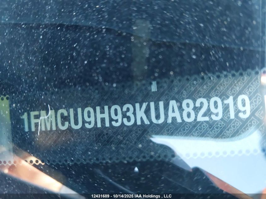 2019 Ford Escape Sel VIN: 1FMCU9H93KUA82919 Lot: 12431689