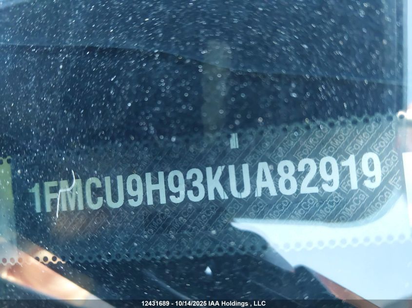 2019 Ford Escape Sel VIN: 1FMCU9H93KUA82919 Lot: 12431689