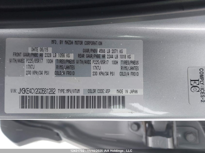 JM3KE4CY2G0681282 2016 MAZDA CX-5 photo no. 9