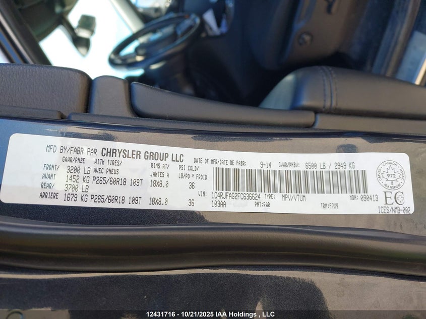 1C4RJFAG2FC636624 2015 JEEP GRAND CHEROKEE photo no. 9