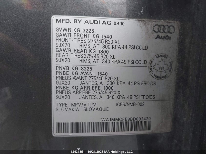 WA1MMCFE8BD002420 2011 AUDI Q7 photo no. 19
