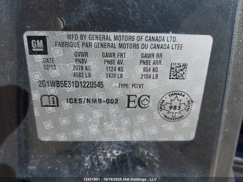 2G1WB5E31D1220545 2013 CHEVROLET IMPALA photo no. 9