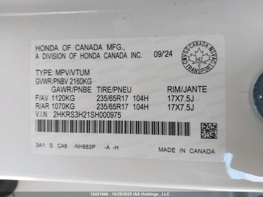 2HKRS3H21SH000975 2025 HONDA CR-V photo no. 9