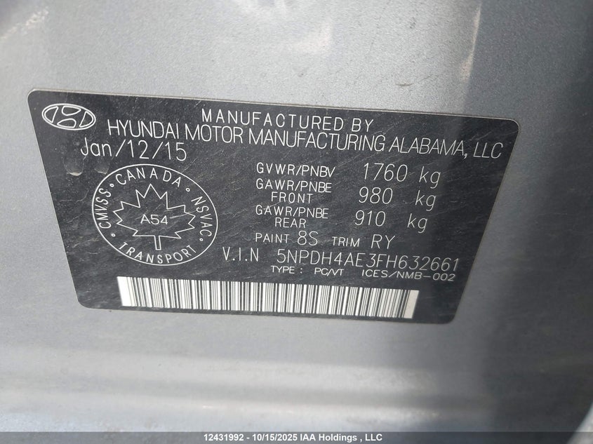 5NPDH4AE3FH632661 2015 HYUNDAI ELANTRA photo no. 18