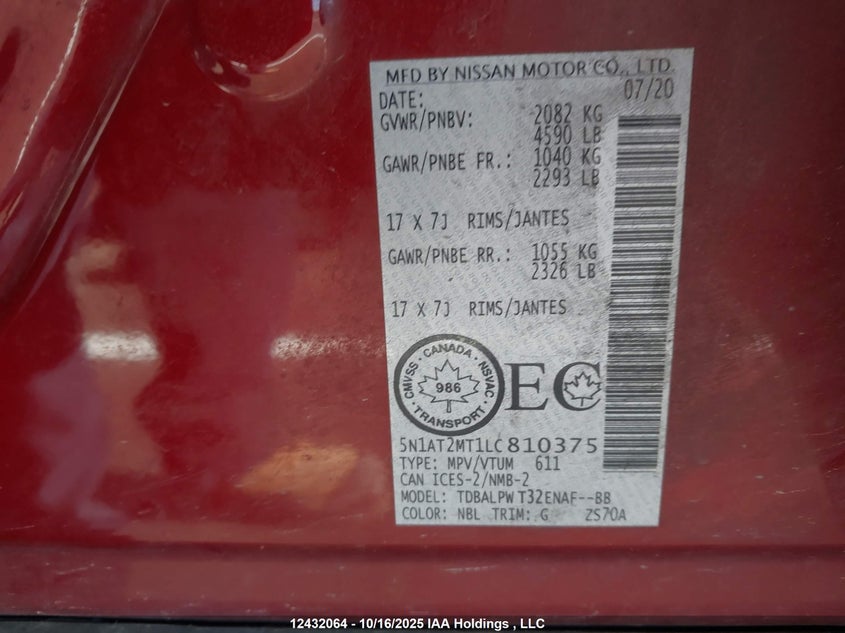 5N1AT2MT1LC810375 2020 NISSAN ROGUE photo no. 9