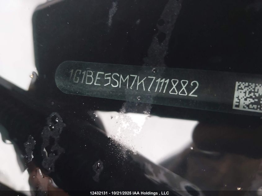 2019 Chevrolet Cruze Lt VIN: 1G1BE5SM7K7111882 Lot: 12432131