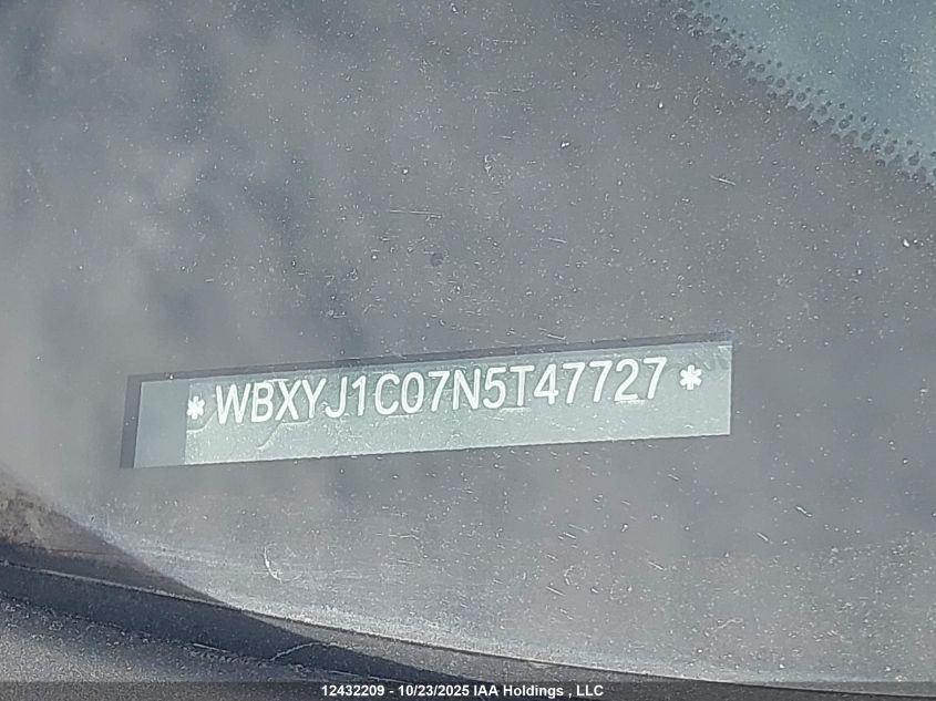 2022 BMW X2 xDrive28I VIN: WBXYJ1C07N5T47727 Lot: 12432209