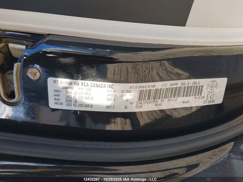 2C4RC1N74HR779107 2017 CHRYSLER PACIFICA photo no. 9