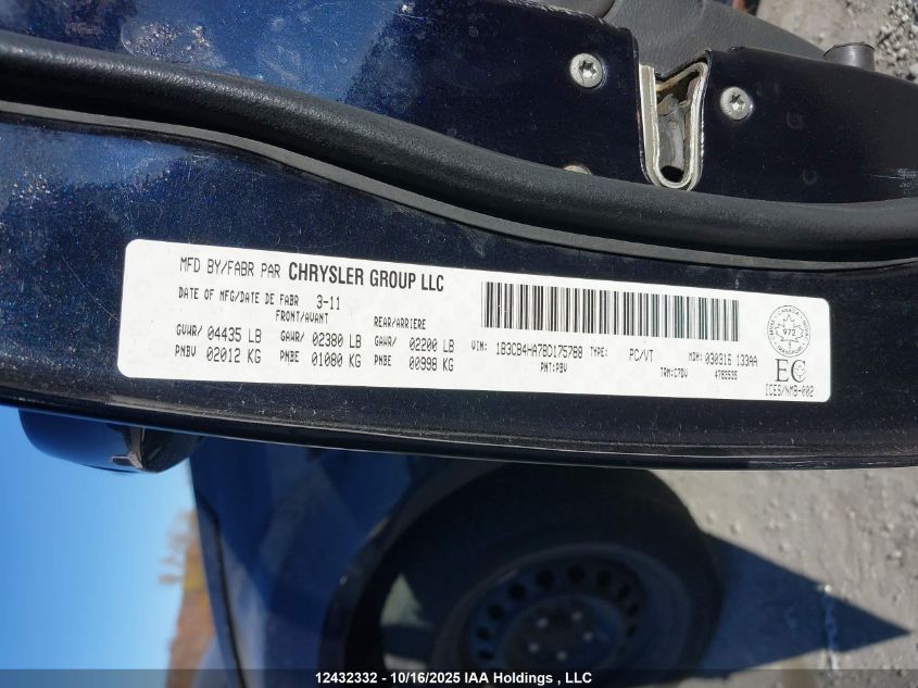 2011 Dodge Caliber VIN: 1B3CB4HA7BD175788 Lot: 12432332