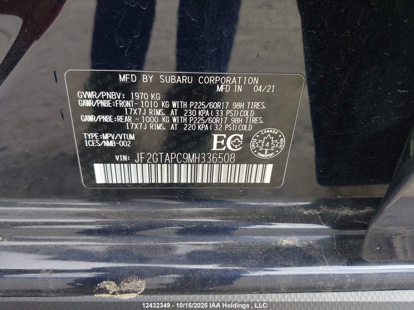 JF2GTAPC9MH336508 2021 SUBARU XV photo no. 9