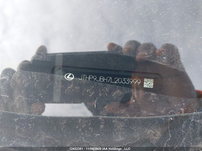 2020 Lexus Ux 250H VIN: JTHP9JBH7L2033999 Lot: 12432351