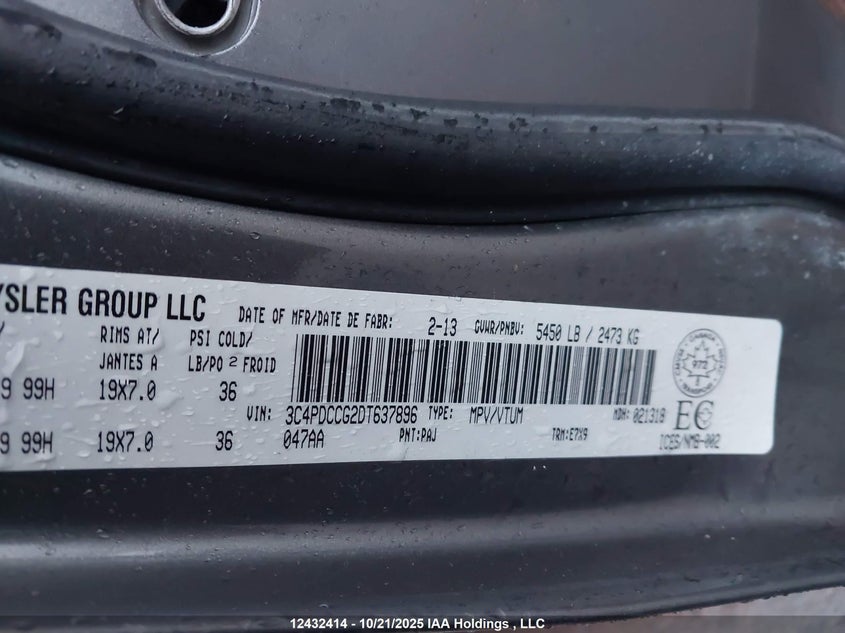 3C4PDCCG2DT637896 2013 DODGE JOURNEY photo no. 9