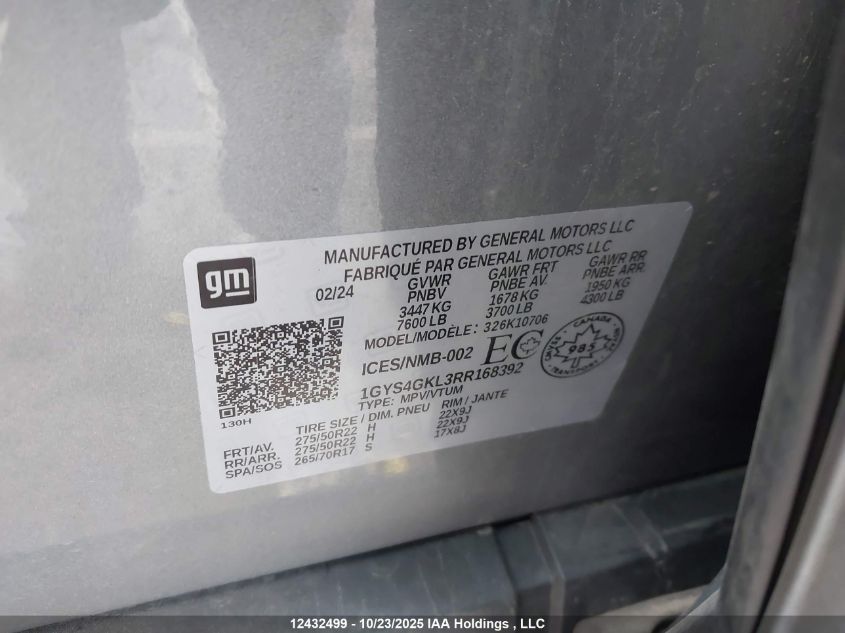 2024 Cadillac Escalade Sport Platinum VIN: 1GYS4GKL3RR168392 Lot: 12432499